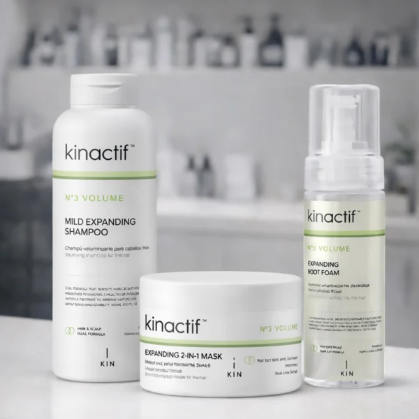 rutina volumen kinactif numero 3 universo kapilar champu mascarilla y foam cabello fino